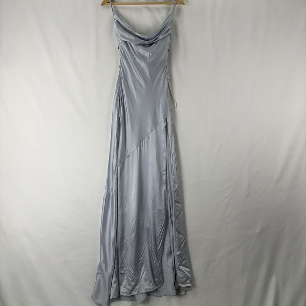 Retrofete Silver-Gray Satin Maxi Dress